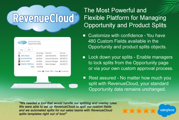 Surfwriter RevenueCloud Automates Opportunity and Product Splits in Salesforce.