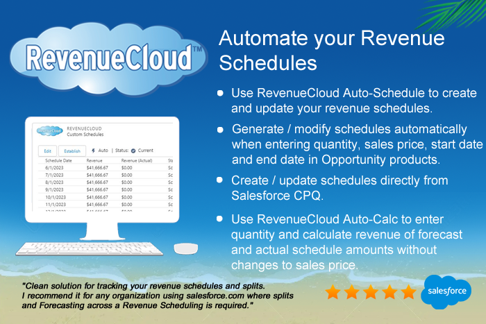Automatically generate prorated or evenly divided revenue schedules with Surfwriter RevenueCloud Auto-Schedule.