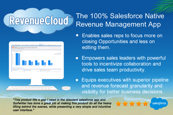 Surfwriter RevenueCloud is the #1 Revenue Management Tool for Salesforce.